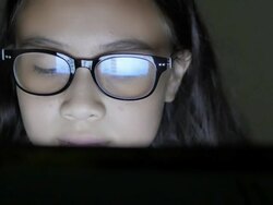 Close up of girl using laptop, Green screen Stock Footage