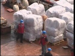 WRAP US ship unloads relief in Black Sea port ADDS on board Whitney News Clip