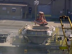 MS AERIAL TS DS Shot of crane working at Port of Wilmington / North Carolina, United States Stock Footage