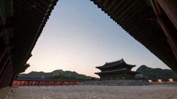 Day and night view of Geunjeongjeon(Korean National Treasure) at Gyeongbokgung ancient palace Stock Footage