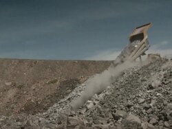 WS View of dump truck dumping its load / Namibia Stock Footage
