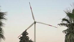 Windmill for electric power production Stock Footage