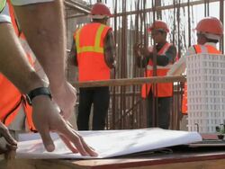 Architect discussing with his team, Delhi, India Stock Footage