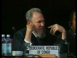 Castro Voices Support For International Anti-Globalisation Protestors, South Africa: Castro At Race Conference, Castro Likens Hurricane Michelle To The Bay Of Pigs Invasion News Clip