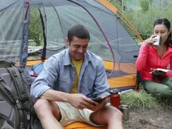 MS Young couple camping / Santa Fe, New Mexico, United States Stock Footage
