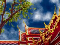Thailand traditional architecture and sky Stock Footage