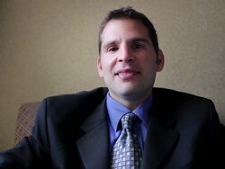 CU Man sitting in chair / Portland, ME, United States Stock Footage