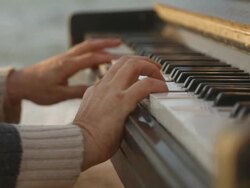 playing the old piano Stock Footage