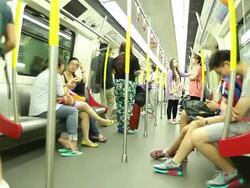 HD:People sitting on underground train. Stock Footage