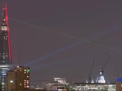 WS T/L Shard opening ceremony laser light show London including St Paul's Cathedral / London, United Kingdom Stock Footage