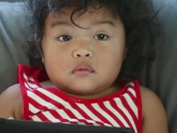 Small happy child with tablet Stock Footage