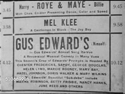 1920s: VAUDEVILLE: VS CU Entertainers names listing on flyer page of Palace Theatre: Eddie Leonard, Julius Tannen, Gus Edward, Mel Klee, Imperial Russian entertainers, Joe E. Brown & Co, Van & Schenck, (Alla) Nazimova, Ed Healy & Allan Cross. Instructional Video