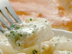 ECU TU fork lifts shrimp baked in parmesan cheese and butter as butter drips down  Stock Footage