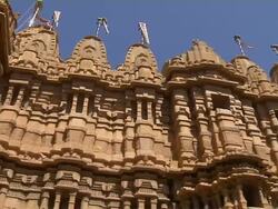 Pan Left Shot Jain Temple Jaisalmer Fort Rajasthan India Stock Footage