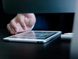 Businessman using a tablet computer Stock Footage