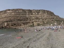 Matala Beach, Crete Island, Greece Stock Footage