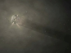 Structure of a comet, showing its nucleus, coma and its gas (white) and ion (blue) tails Stock Footage