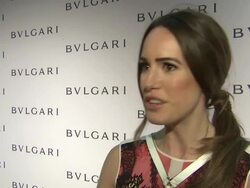 INTERVIEW - Louise Roe on what brings her out at BVLGARI Celebrates Elizabeth Taylor's Magnificent Collection Stock Footage