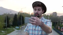 Boy making video chat Stock Footage