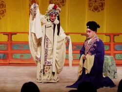 MS Artist performing Beijing opera in traditional theatre AUDIO / xi'an, shaanxi, china Stock Footage