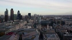 Elevated view, Day to Night time timelapse of the Financial Distrcit of London Stock Footage