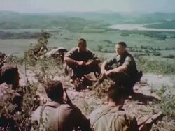 Aerial shot of Vietnam countryside during Vietnam War Stock Footage