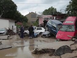 Destruction after a massive flooding in Varna, Bulgaria Stock Footage