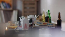 Couch table at boys movie day Stock Footage