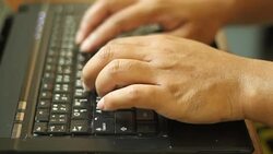 men's hands typing on keyboard  computer Stock Footage