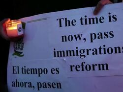 Immigration Reform Demonstrators Hold Candlelight Vigil Stock Footage