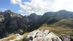 Wide angle view of Mountain range Stock Footage