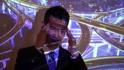 City projection on businessman,working pressure Stock Footage