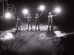 Nighttime tandem waterskiing with lights, Juan-les-Pins, 1952 Stock Footage