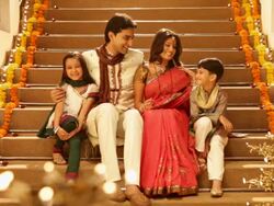 Portrait of a family celebrating diwali festival Stock Footage