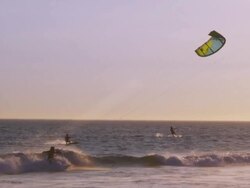 Kitesurfer's maneuver over wave Stock Footage