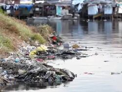 HD polluted river in Asia Stock Footage