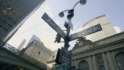 New York Street Sign Dolly Shot Stock Footage