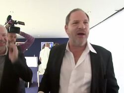 Cannes Harvey Weinstein interview for "The Alchemist" Stock Footage