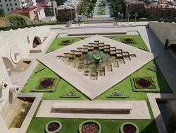 Yerevan, Cascade, view of statues and gardens Stock Footage