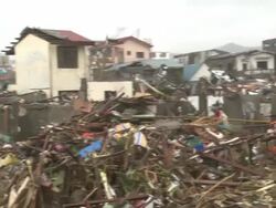 Typhoon Haiyan Storm Surge Destruction In Tacloban City Stock Footage