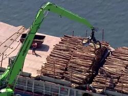 MS AERIAL DS View of shipyard / Wismar Wal, Mecklenburg Vorpommern, Germany Stock Footage