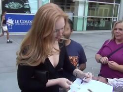 Molly Quinn tallks about Comic Con Costumes Stock Footage
