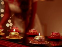 Candles burning in diwali festival Stock Footage