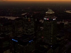 Aerial views London City at night News Clip