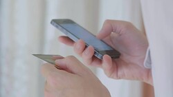 Businessman shopping online on Mobile phone,Close-up Stock Footage