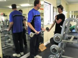 Fitness Trainer In Gym Stock Footage