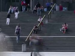 T/L Groups of people going up and down stairs / Cologne, North Rhine-Westphalia, Germany Stock Footage
