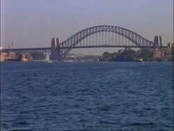 ZO WA Sydney Harbour, skyline and Sydney Harbour Bridge, Sydney , Australia Stock Footage