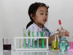Junior scientist researching at laboratory Stock Footage