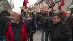 CLEAN : Eighty injured in protest in Kosovo (2) News Clip
